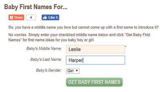 baby name generator with last name