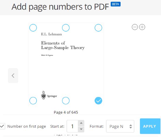 PDF.io- add page numbers to PDF