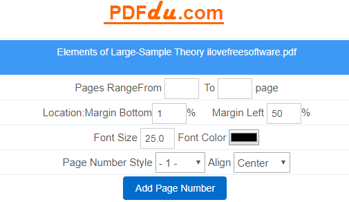 PDFdu.com add page numbers to pdf online free