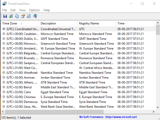 See All World Time Zones Live Time, Save Zones as CSV, TXT