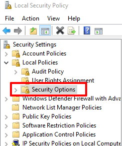 access security options folder