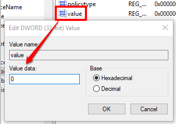 add 0 in value data of value DWORD