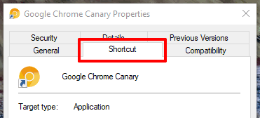 click shortcut tab