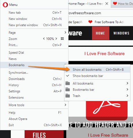 click show all bookmarks option