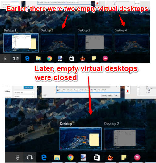 close all empty virtual desktops at once using hotkey in windows 10