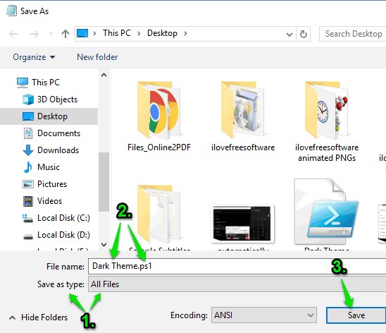 create dark theme ps1 file