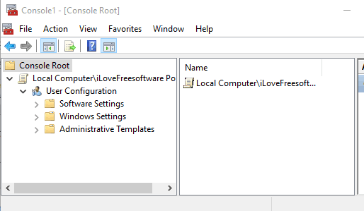 group policy added to MMC window for a particular user