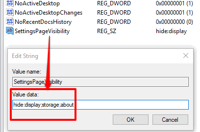 hide multiple pages using registry