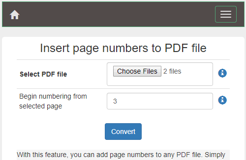 konwerter.com numbering pages in a pdf file online