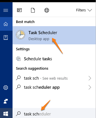 open task scheduler window