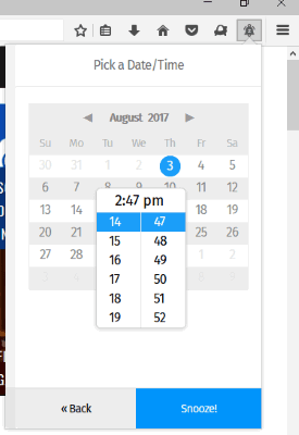 select date and time to snooze tab