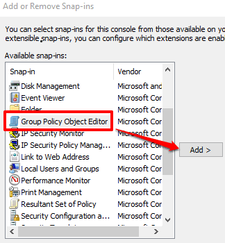 select group policy object editor and click add button