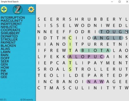 simple word search searching words