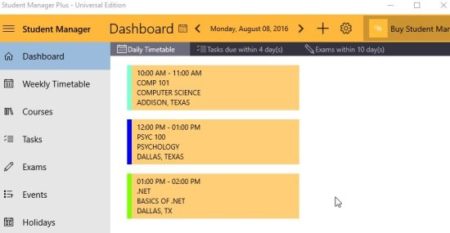 student manager plus dashboard