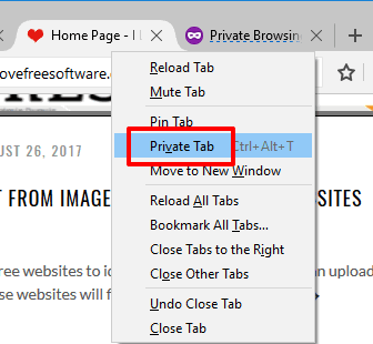 use private tab option
