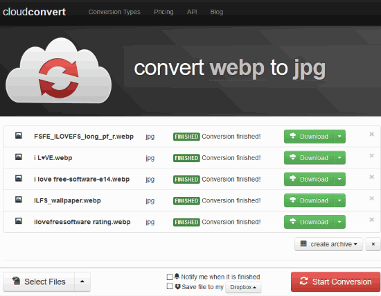 CloudConvert webp to jpg