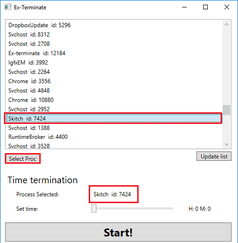 Ex-Terminate select process to kill