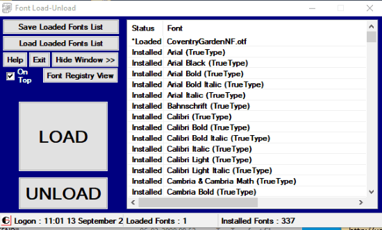Font Load-Unload interface