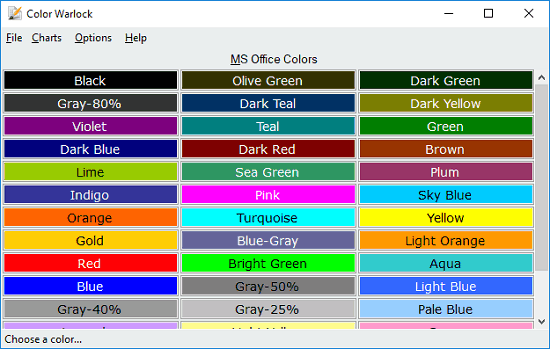 Free Color Chart Maker Software with Color Picker, Copy Hex Color Codes