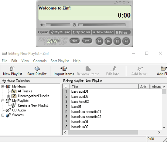Free Music Player with SHOUTcast, Icecast, and HTTP Streaming Zinf