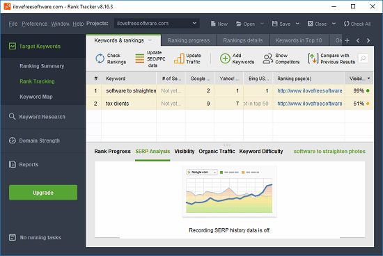 Keyword rank tracker