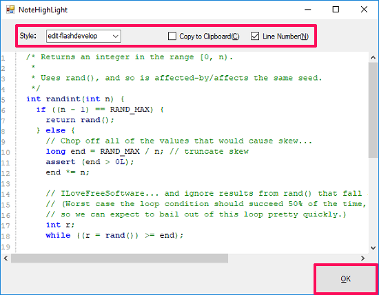 NoteHighlight paste code snippet to format