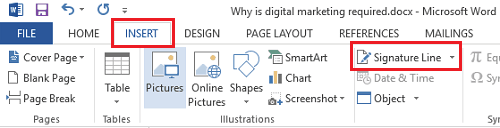 Signature line ms word