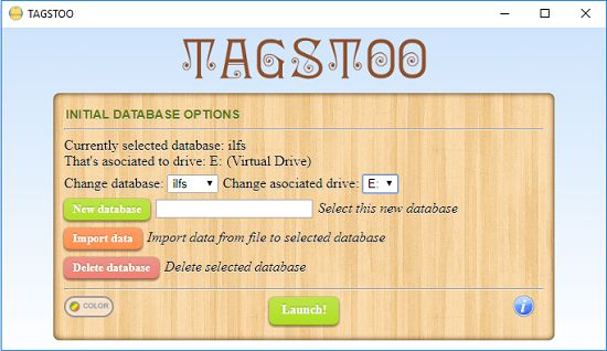Tagstoo database specify