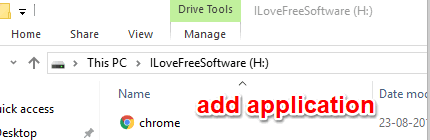 add application in your usb drive