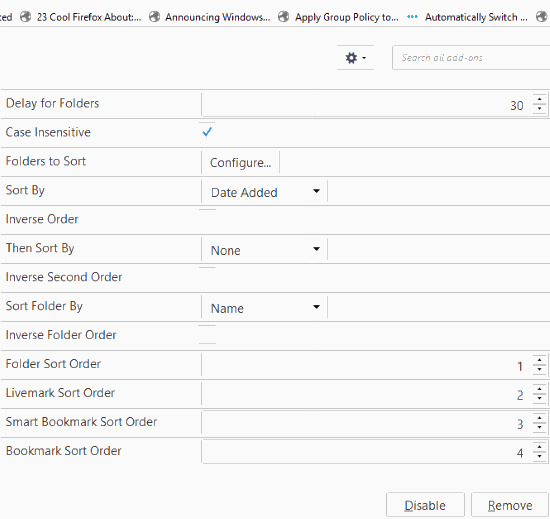 auto-sort bookmarks Firefox add-on