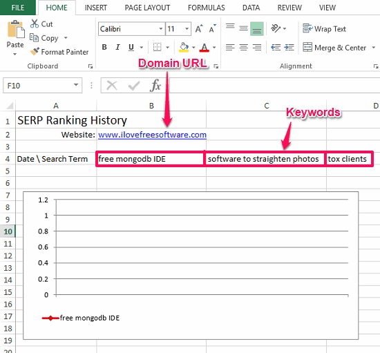 automatic serp ranking excel sheet setup