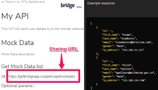 bridge share open API data