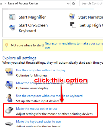 click make mouse easier to use option