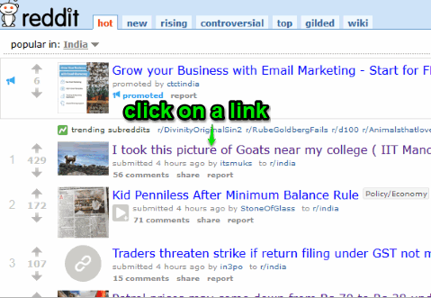 click on a link posted on reddit