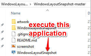 execute windowslayoutsnapshot application