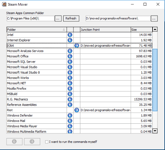 installed programs moved to other location in windows 10