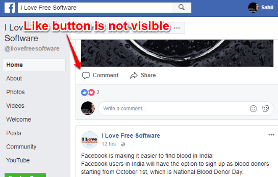 like button is not visible