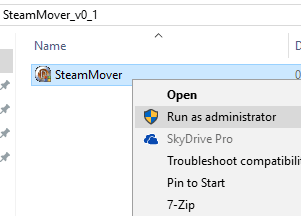 run steammover application as administrator