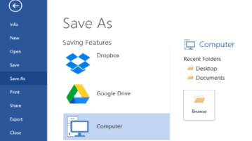 save files from ms excel, powerpoint, word to google drive