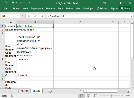 create kml file from excel