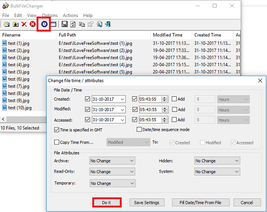 Bulk File changer bulk change file timestamp