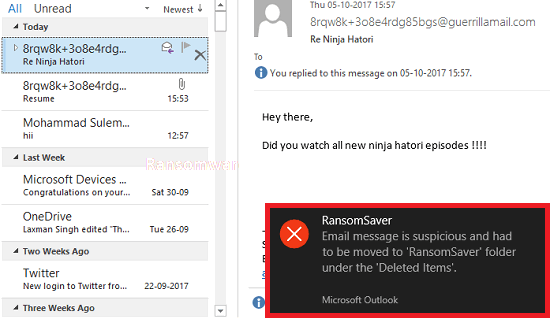 Detect and Remove Ransomware Emails from MS Outlook