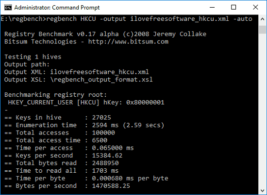 Free Registry Benchmark Tool for Windows RegBench