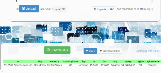 JSON to CSV Online Converter website