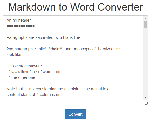 Markdown to Word Converter Interface