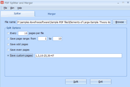 PDF Splitter and Merger- interface