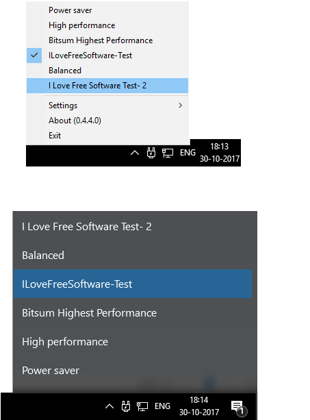 PowerSwicther options and shortcut