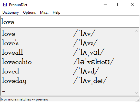 PronunDict interface