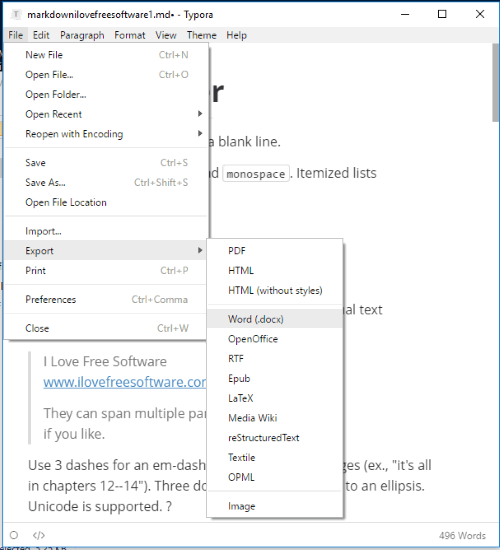 Typora interface