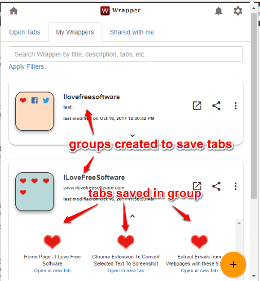add tabs to groups and restore them later